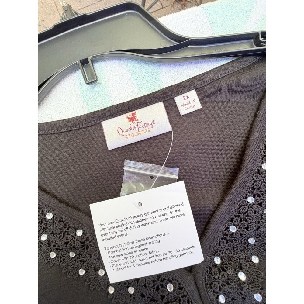 Quacker Factory by Jeanne Bice Top Womens 2X Purple V-Neck 3/4 Sleeve